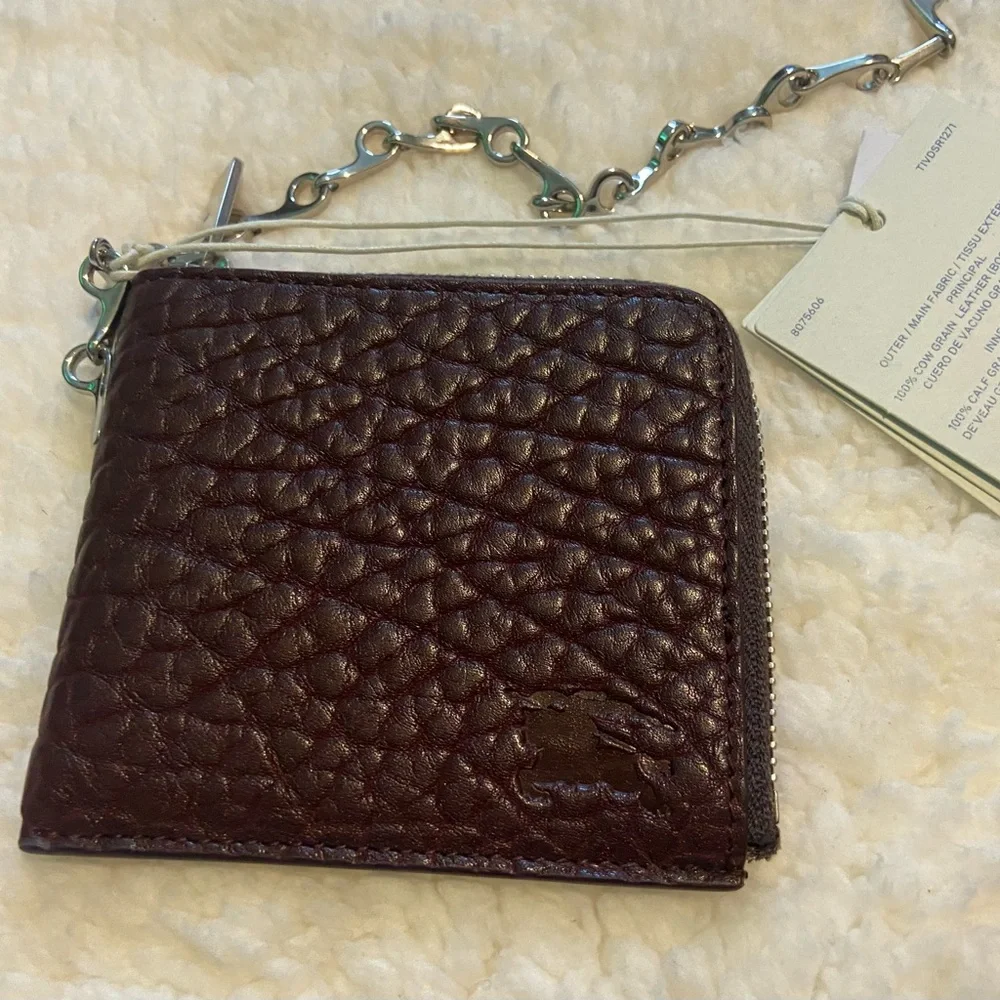 Burberry bull hide leather wallet with chain
